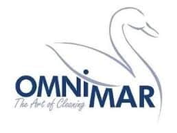Omnimar logo met schoonmaak slogan en zwaan.