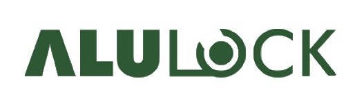 Groen ALULOCK logo met gestileerde O