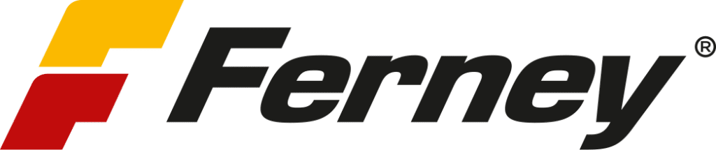 Ferney logo met geel-rood F symbool